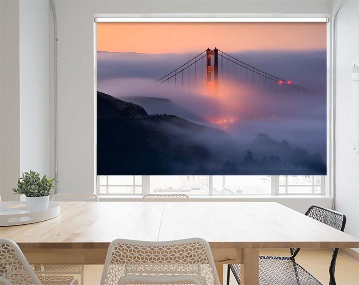 Golden Gate Bridge under the Clouds Printed Picture Photo Roller Blind - 1X1266930 - Art Fever - Art Fever