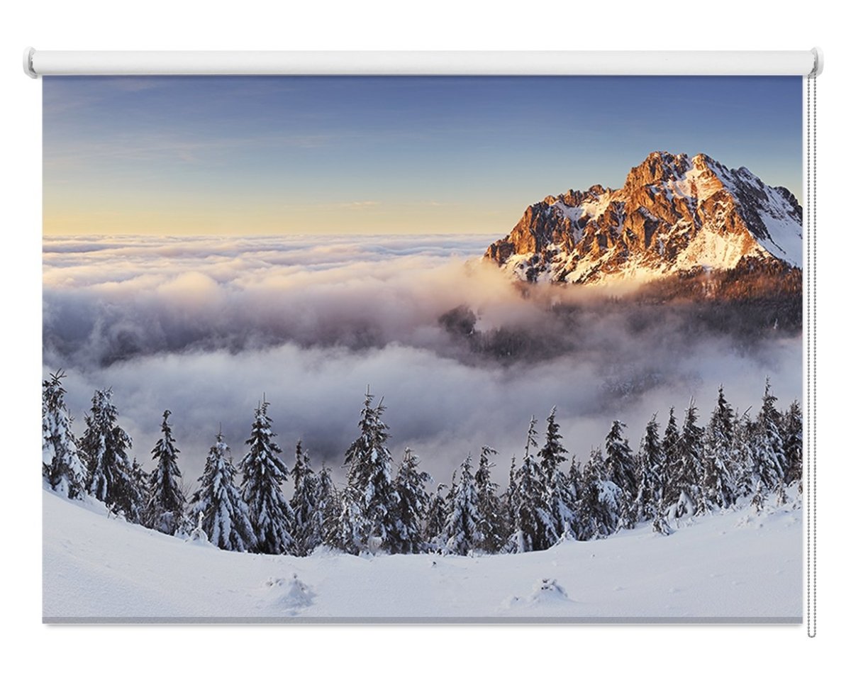Golden Peak Snow Mountain Landscape Printed Picture Photo Roller Blind- 1X47285 - Art Fever - Art Fever