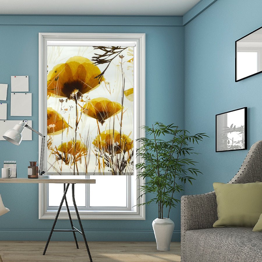 Golden Poppies Floral Printed Picture Photo Roller Blind - 1X2245886 - Art Fever - Art Fever