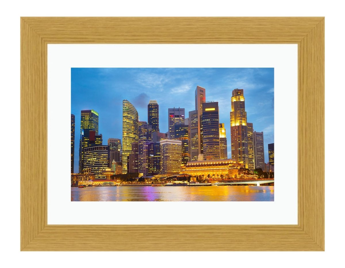 Gorgeous Singapore Downtown Core At Twilight Framed Mounted Print Picture - FP13 - Art Fever - Art Fever