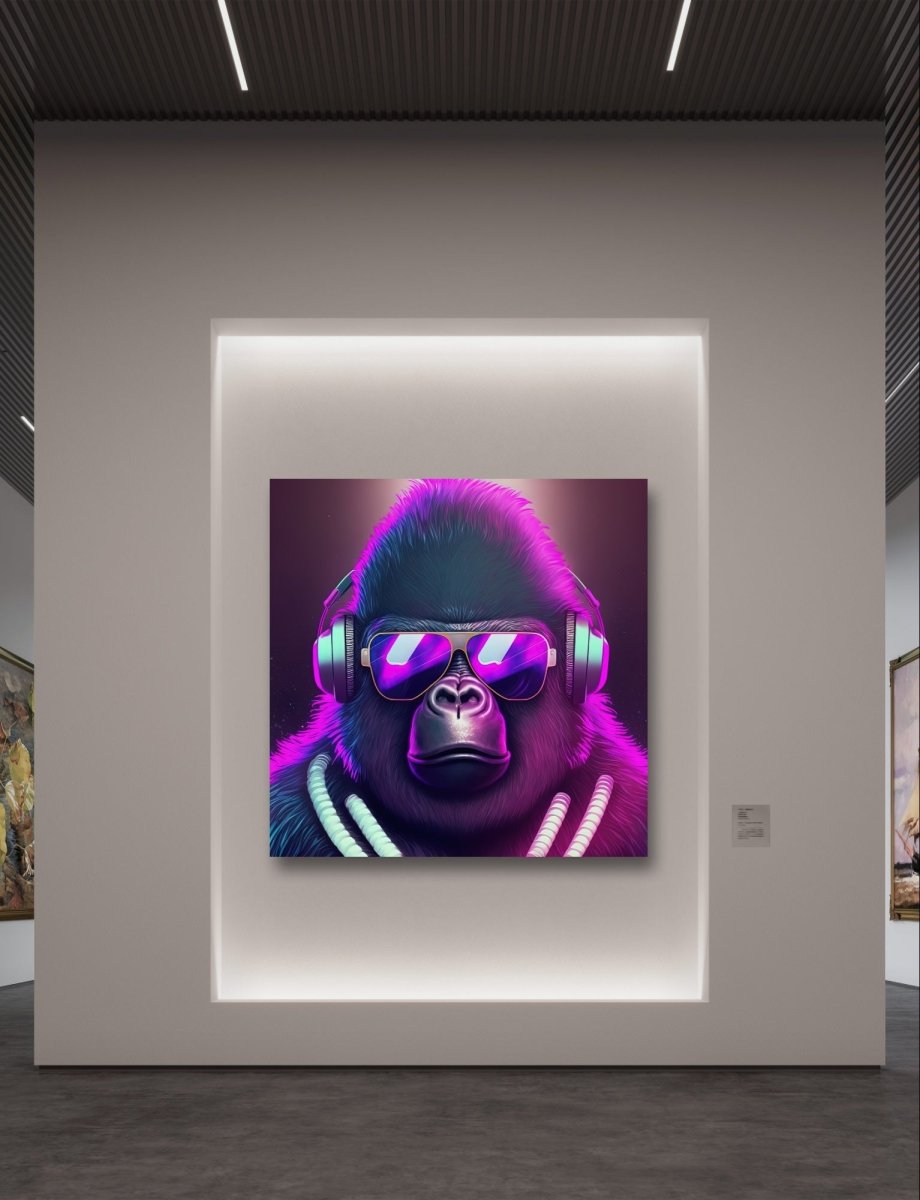 Gorilla DJ Pop Art Neon Ai Illustration Canvas Print Picture Wall Art - SPC211 - Art Fever - Art Fever