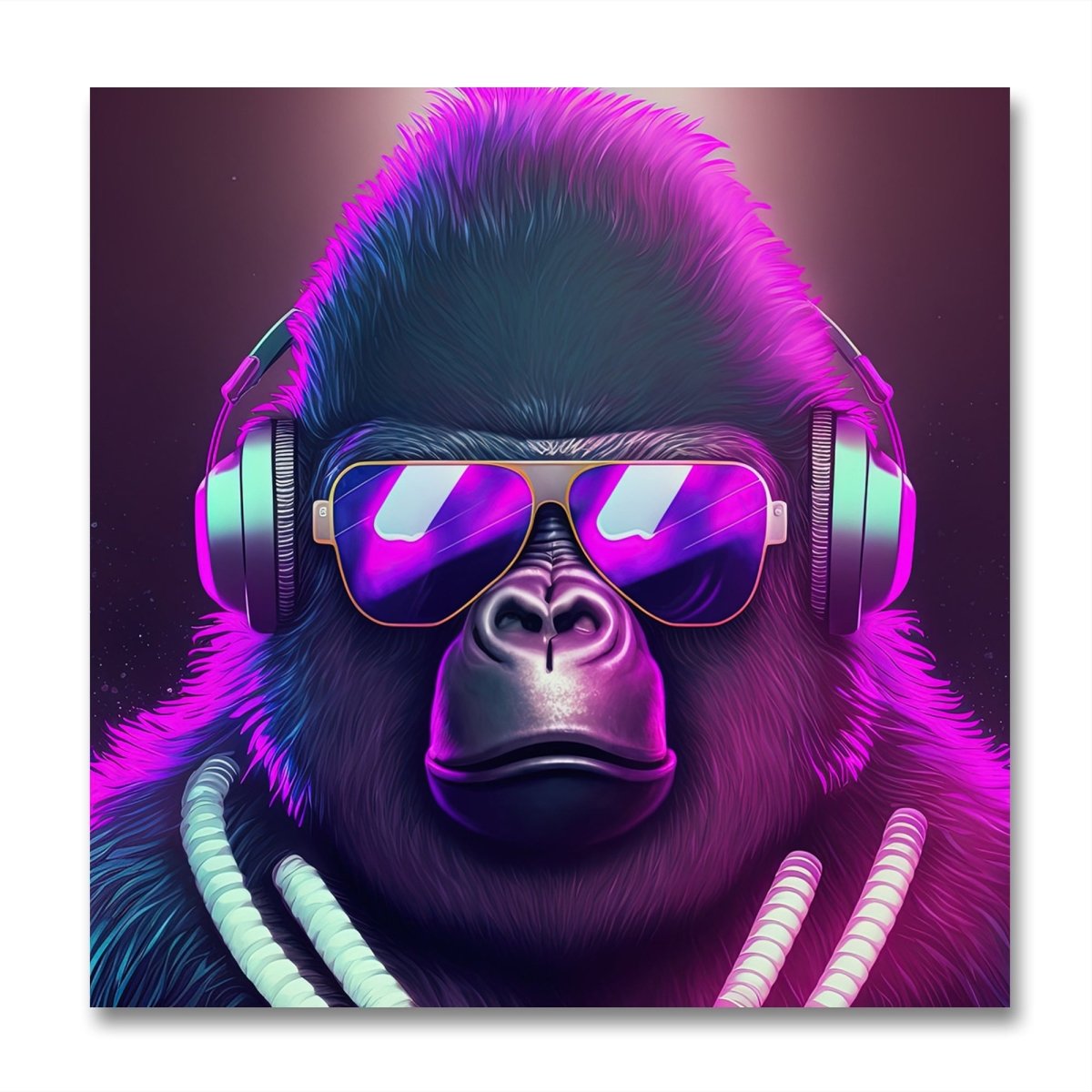 Gorilla DJ Pop Art Neon Ai Illustration Canvas Print Picture Wall Art - SPC211 - Art Fever - Art Fever