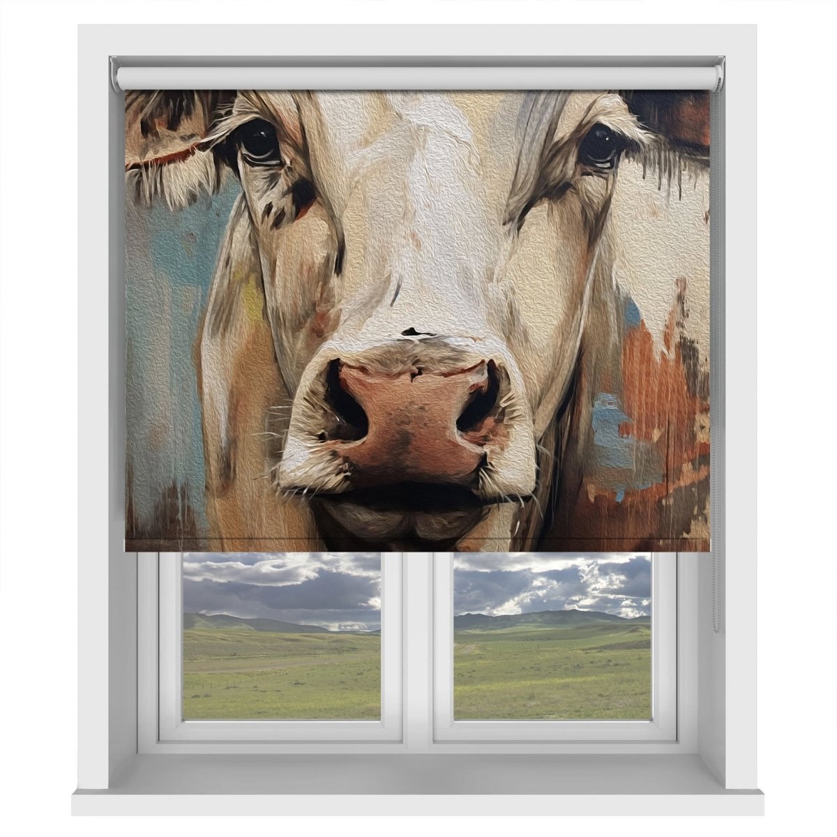 Graffiti Cow Printed Picture Photo Roller Blind - 1X2720600 - Art Fever - Art Fever