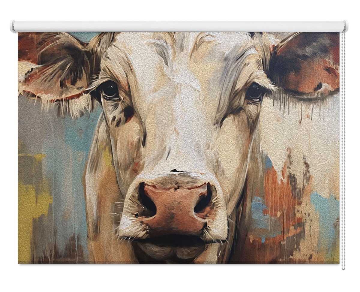 Graffiti Cow Printed Picture Photo Roller Blind - 1X2720600 - Art Fever - Art Fever