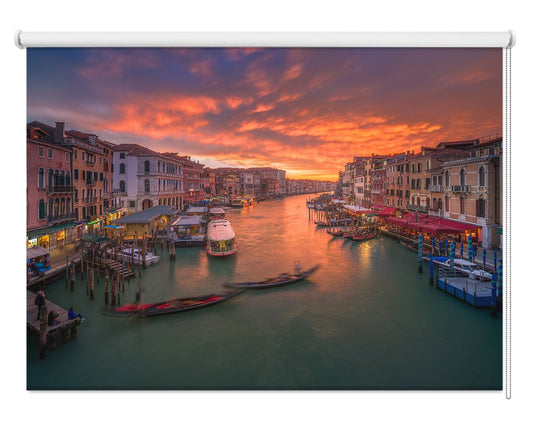 Grand Canal at sunset from the Rialto Bridge in venice Printed Picture Photo Roller Blind - 1X1827027 - Art Fever - Art Fever