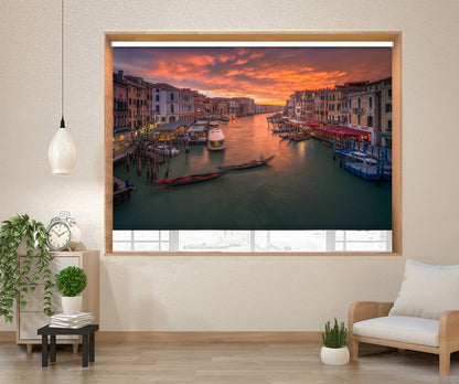 Grand Canal at sunset , view from the Rialto bridge Venice Printed Picture Photo Roller Blind - 1X1827027 - Art Fever - Art Fever