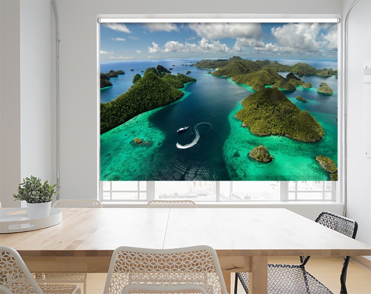Green Paradise Tropical Islands Printed Picture Photo Roller Blind- 1X988288 - Art Fever - Art Fever