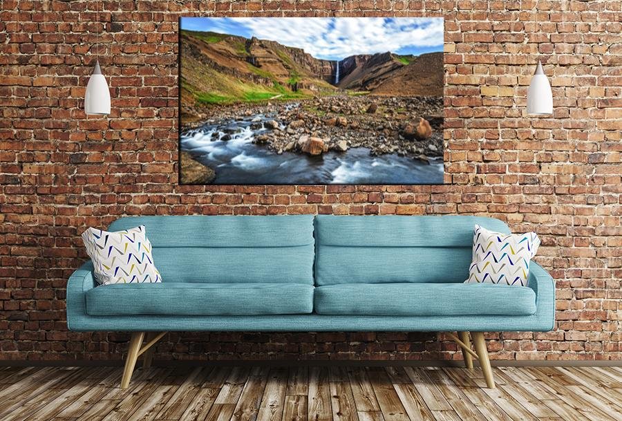Hengifoss Waterfall Iceland Image Printed Onto A Single Panel Canvas - SPC135 - Art Fever - Art Fever