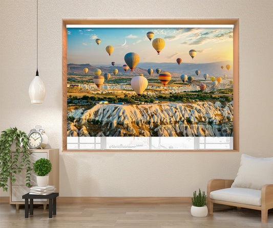 Hot air balloons flying over Cappadocia, Turkey Printed Picture Photo Roller Blind - RB1284 - Art Fever - Art Fever