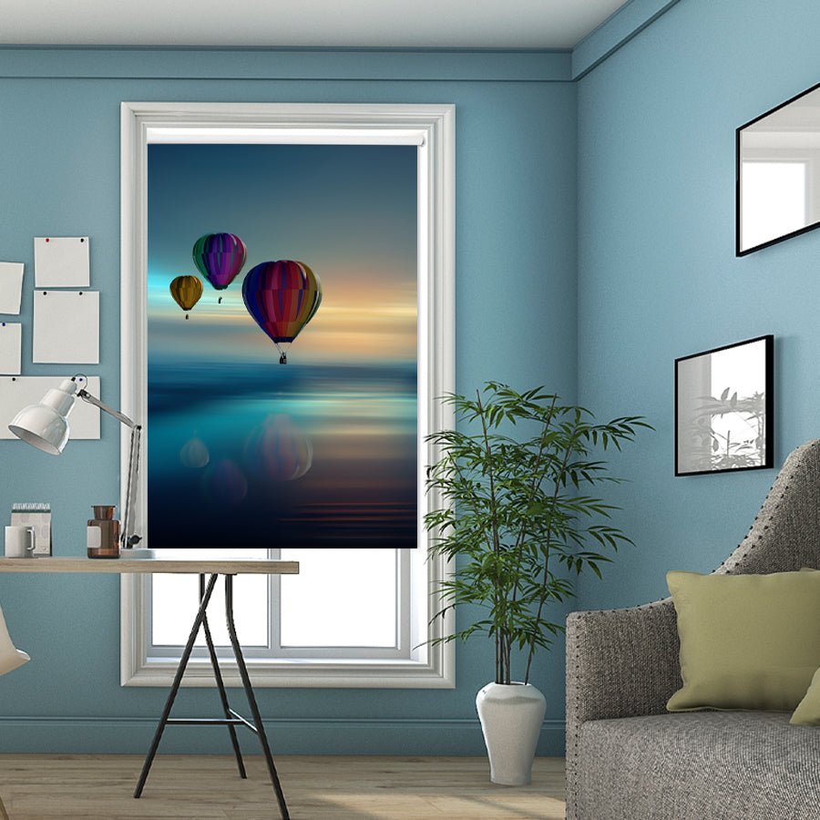 Hot Air Balloons over the Ocean Printed Picture Photo Roller Blind - 1X2383065 - Art Fever - Art Fever