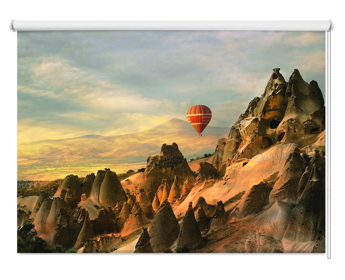 Hot Air Balloons Through the Mountains Printed Picture Photo Roller Blind - 1X1886409 - Art Fever - Art Fever