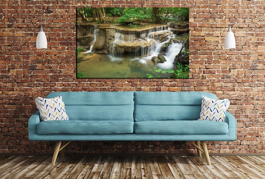 Huay Mae Kamin Waterfall Thailand Image Printed Onto A Single Panel Canvas - SPC145 - Art Fever - Art Fever