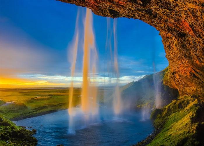 Iceland Waterfall Sunset Printed Picture Photo Roller Blind - RB623 - Art Fever - Art Fever