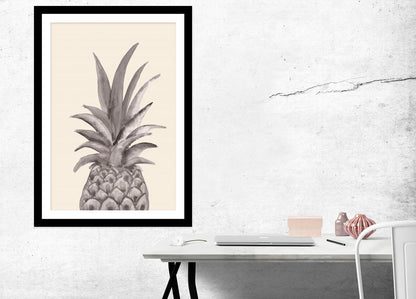 Ink Pineapple Illustration Wall Art Framed Mounted Print Picture - 1X1981681 - Art Fever - Art Fever