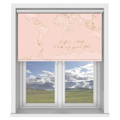Inspirational pink and gold world map Printed Picture Photo Roller Blind - 1X2433595 - Art Fever - Art Fever