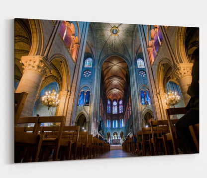 Interior Of The Notre Dame . PARIS Printed Canvas Print Picture - SPC161 - Art Fever - Art Fever