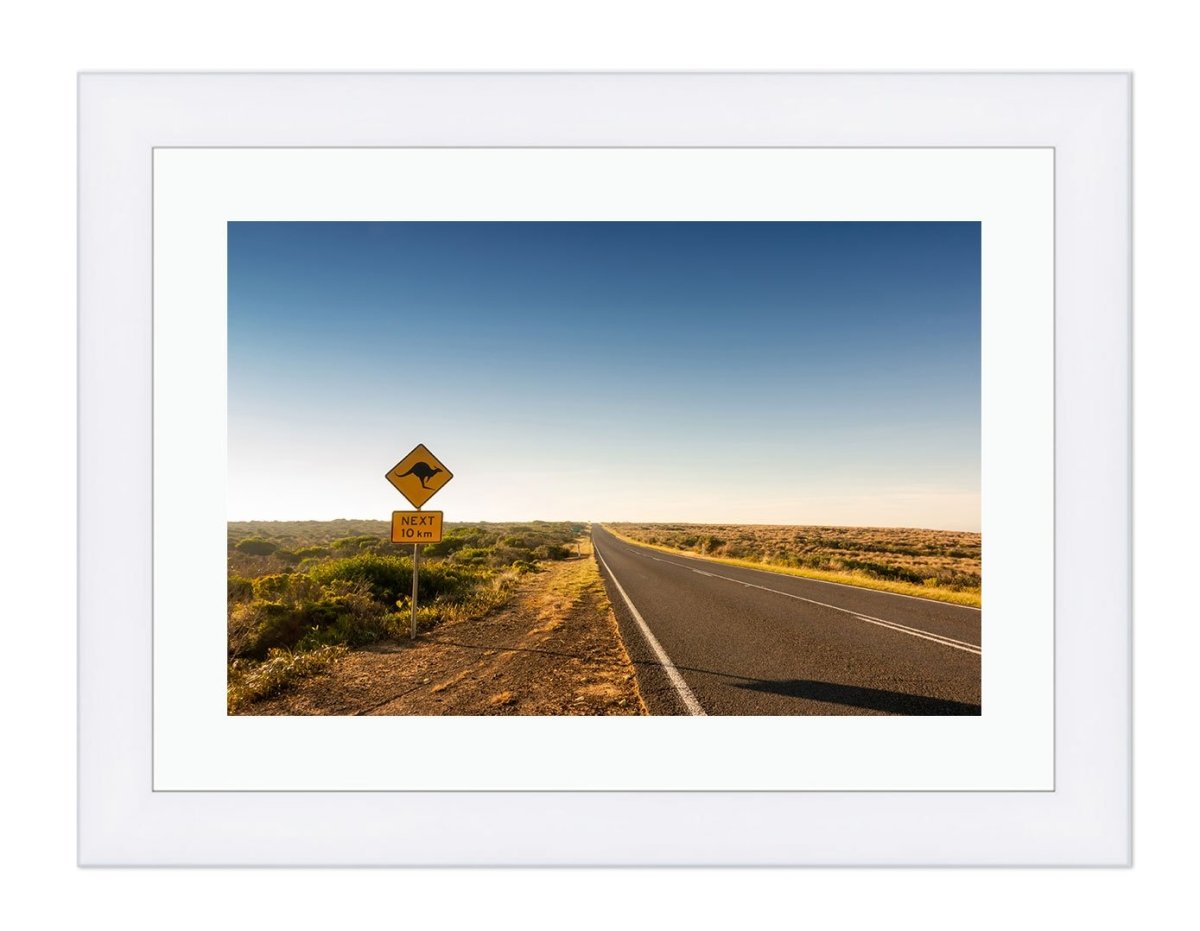 Kangaroo Crossing Road Sign Australia Framed Mounted Print Picture - FP28 - Art Fever - Art Fever