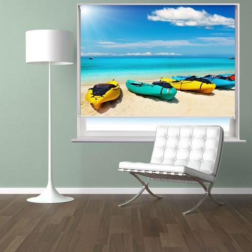 Kayaks on the Beach Printed Photo Picture Roller Blind - RB58 - Art Fever - Art Fever