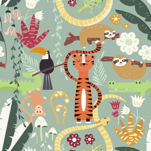 Kids Cartoon Jungle Animals Pattern Printed Picture Photo Roller Blind - RB537 - Art Fever - Art Fever