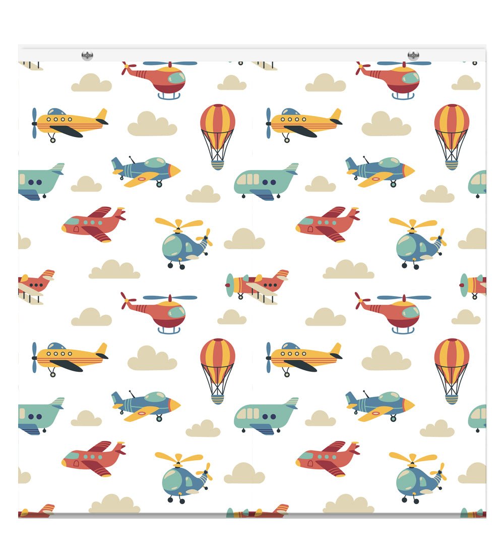 Kids Helicopter Planes Pattern EasyBlock Printed Cordless Blackout Blind with Toggle attachment - EB50 - Art Fever - Art Fever