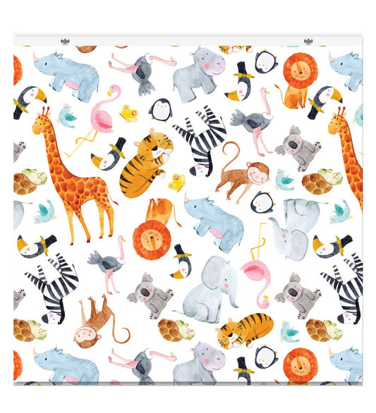 Kids Safari Animals Watercolour EasyBlock Printed Cordless Blackout Blind with Toggle attachment - EB44 - Art Fever - Art Fever