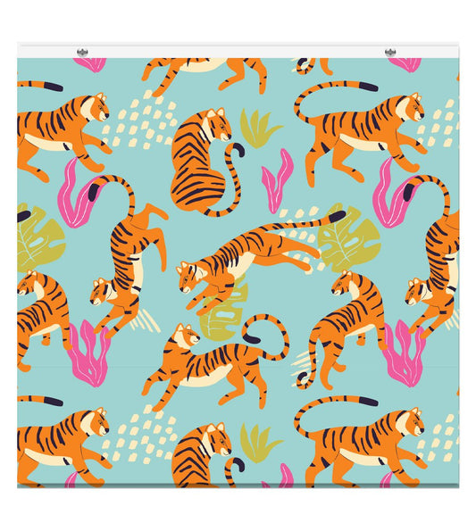 Kids Tropical Tiger Pattern EasyBlock Printed Cordless Blackout Blind with Toggle attachment - EB43 - Art Fever - Art Fever