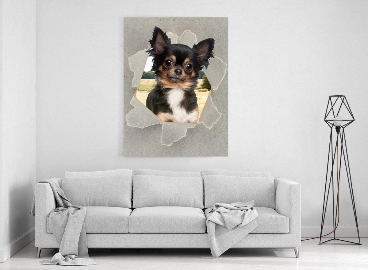 King Charles Cavalier Peeking through the Canvas Dog Scene Printed Canvas Print Picture - SPC189 - Art Fever - Art Fever