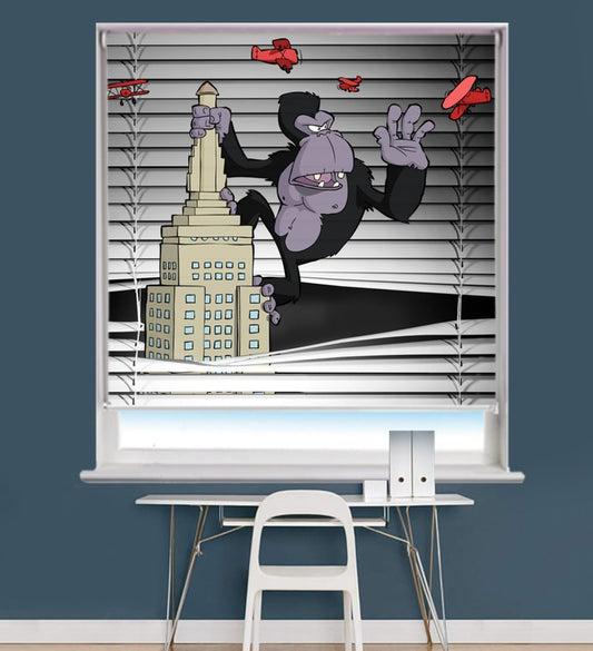 King Kong on a Skyscraper Peeking through the blind Printed Picture Photo Roller Blind - RB710 - Art Fever - Art Fever