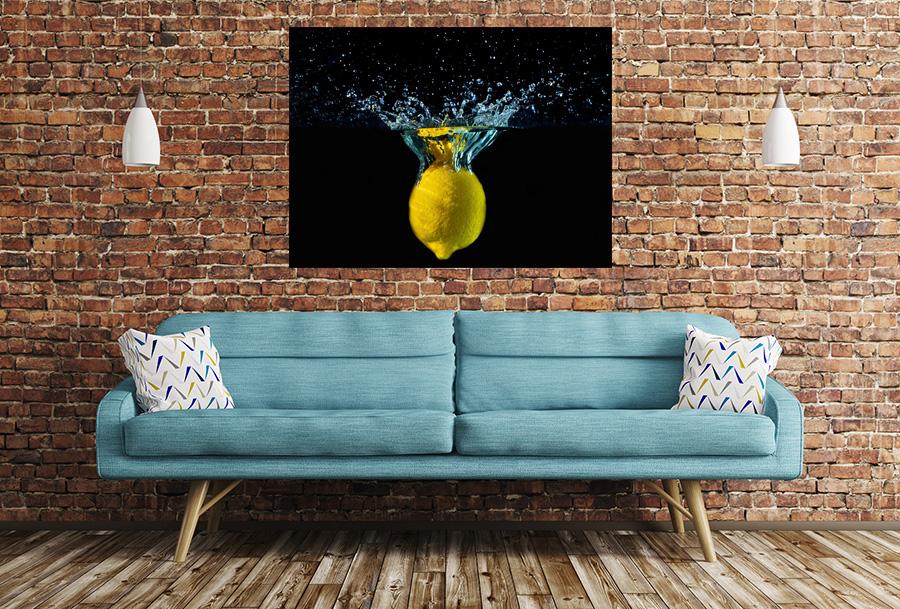 Lemon Water Splash Image Printed Onto A Single Panel Canvas - SPC71 - Art Fever - Art Fever