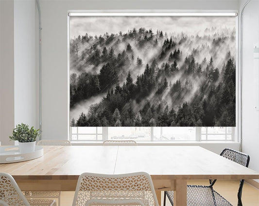 Light rays through Pine Tree Forest Printed Picture Photo Roller Blind - 1X1119651 - Art Fever - Art Fever