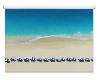 Line of Beach Umbrellas Printed Picture Photo Roller Blind- 1X297468 - Art Fever - Art Fever