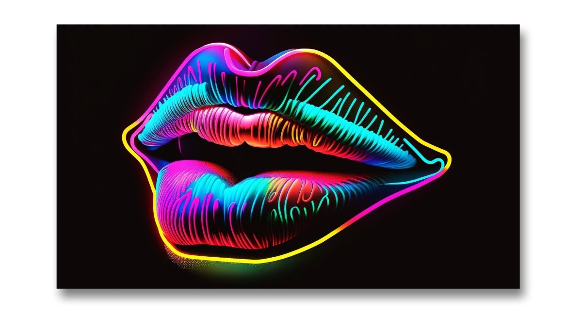 Lips 💋 Pop Art Neon Ai Illustration Canvas Print Picture Wall Art - SPC213 - Art Fever - Art Fever