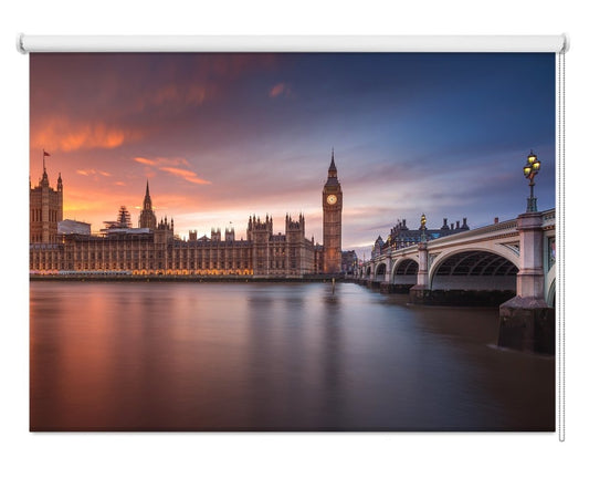 London Palace Of Westminster Sunset Printed Picture Photo Roller Blind - 1X1237886 - Art Fever - Art Fever