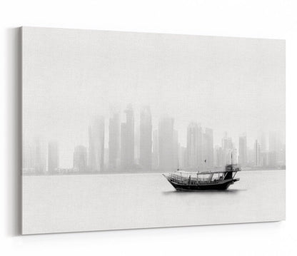 Lonely Boat in Hong Kong Canvas Print Wall Art - 1X1303518 - Art Fever - Art Fever