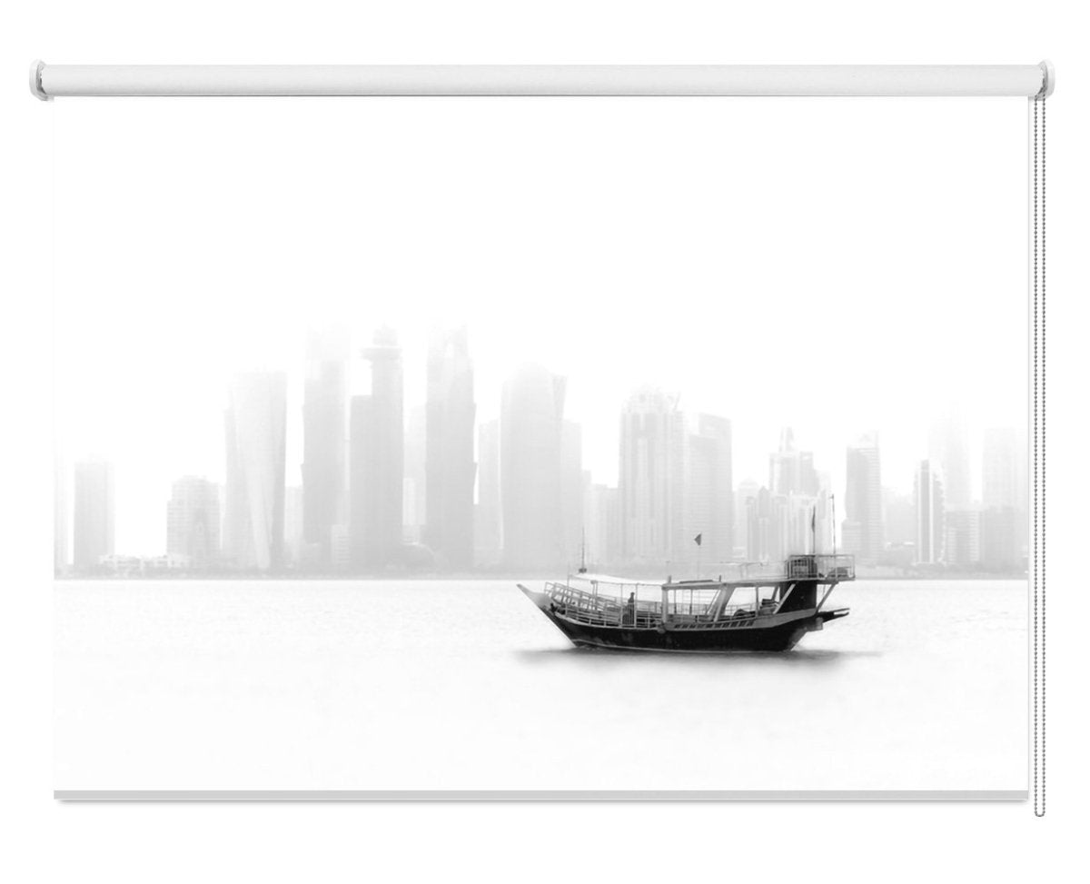 Lonely Boat in Hong Kong Printed Picture Photo Roller Blind- 1X1303518 - Art Fever - Art Fever