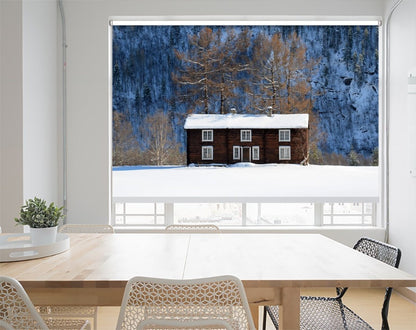 Lonely House in the Snow Printed Picture Photo Roller Blind - 1X160579 - Art Fever - Art Fever