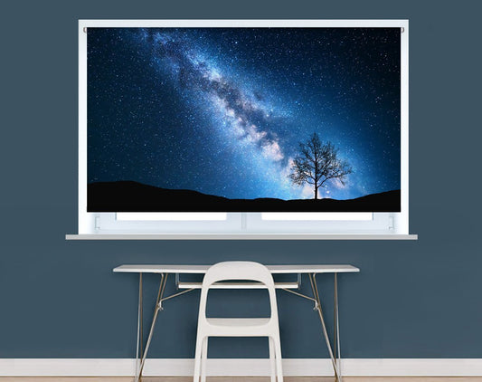 Lonely tree under Milky way & night sky Image Printed Roller Blind - RB965 - Art Fever - Art Fever
