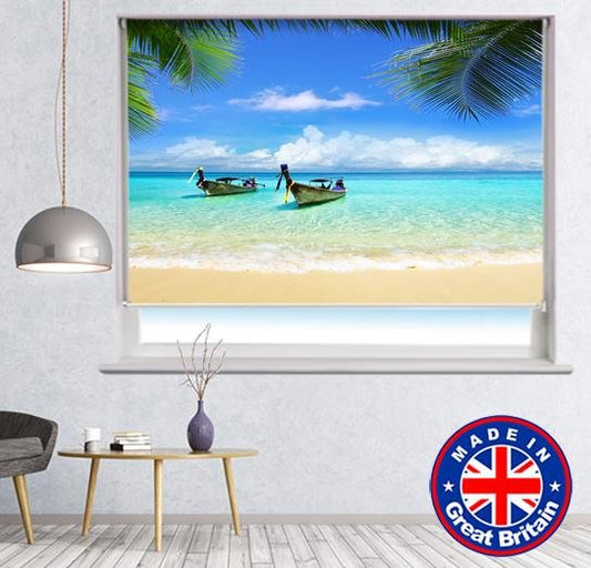 Long Boats Tropical Thailand Printed Picture Photo Roller Blind - RB632 - Art Fever - Art Fever