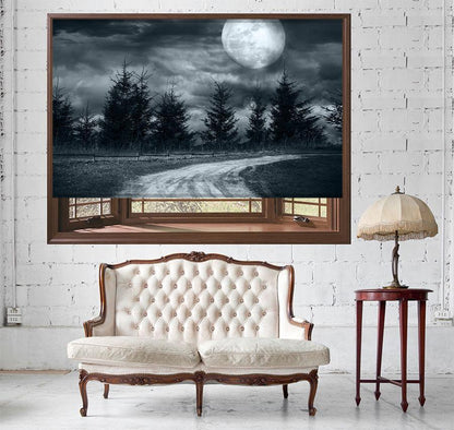 Magic landscape Forest with Full Moon Printed Picture Photo Roller Blind - RB509 - Art Fever - Art Fever