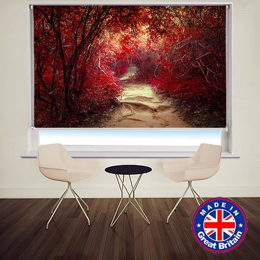 MAGICAL RED FOREST PHOTO PRINTED ROLLER BLIND - CLEARANCE ITEM 175CM WIDE X 140CM - Art Fever - Art Fever