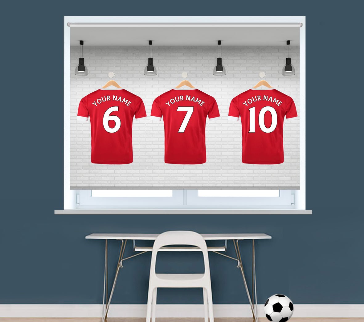 Man Utd Red Your Name Personalised Football Kit Printed Picture Photo Roller Blind - RB1296 - Art Fever - Art Fever