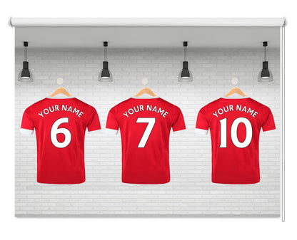Man Utd Red Your Name Personalised Football Kit Printed Picture Photo Roller Blind - RB1296 - Art Fever - Art Fever