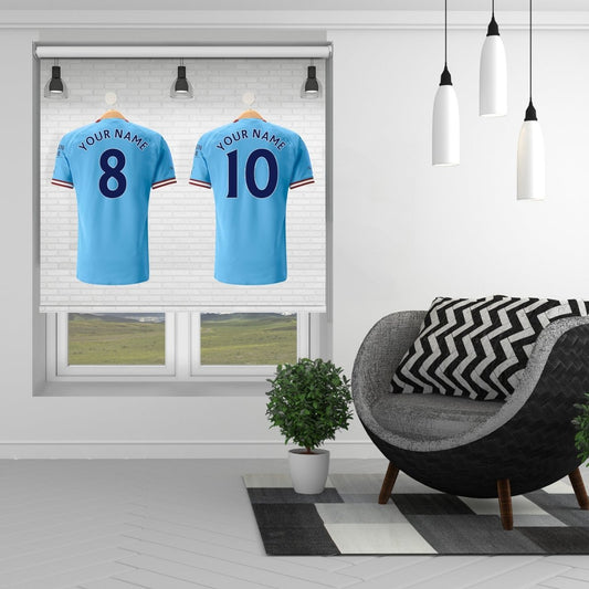 Manchester Blue Your Name Personalised Football Kit Printed Picture Photo Roller Blind - RB1295 - Art Fever - Art Fever