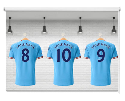 Manchester Blue Your Name Personalised Football Kit Printed Picture Photo Roller Blind - RB1295 - Art Fever - Art Fever