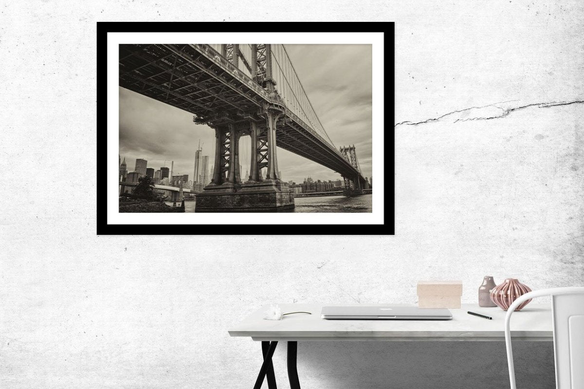 Metallic Structure Of Manhattan Bridge, New York City Framed Mounted Print Picture - FP8 - Art Fever - Art Fever
