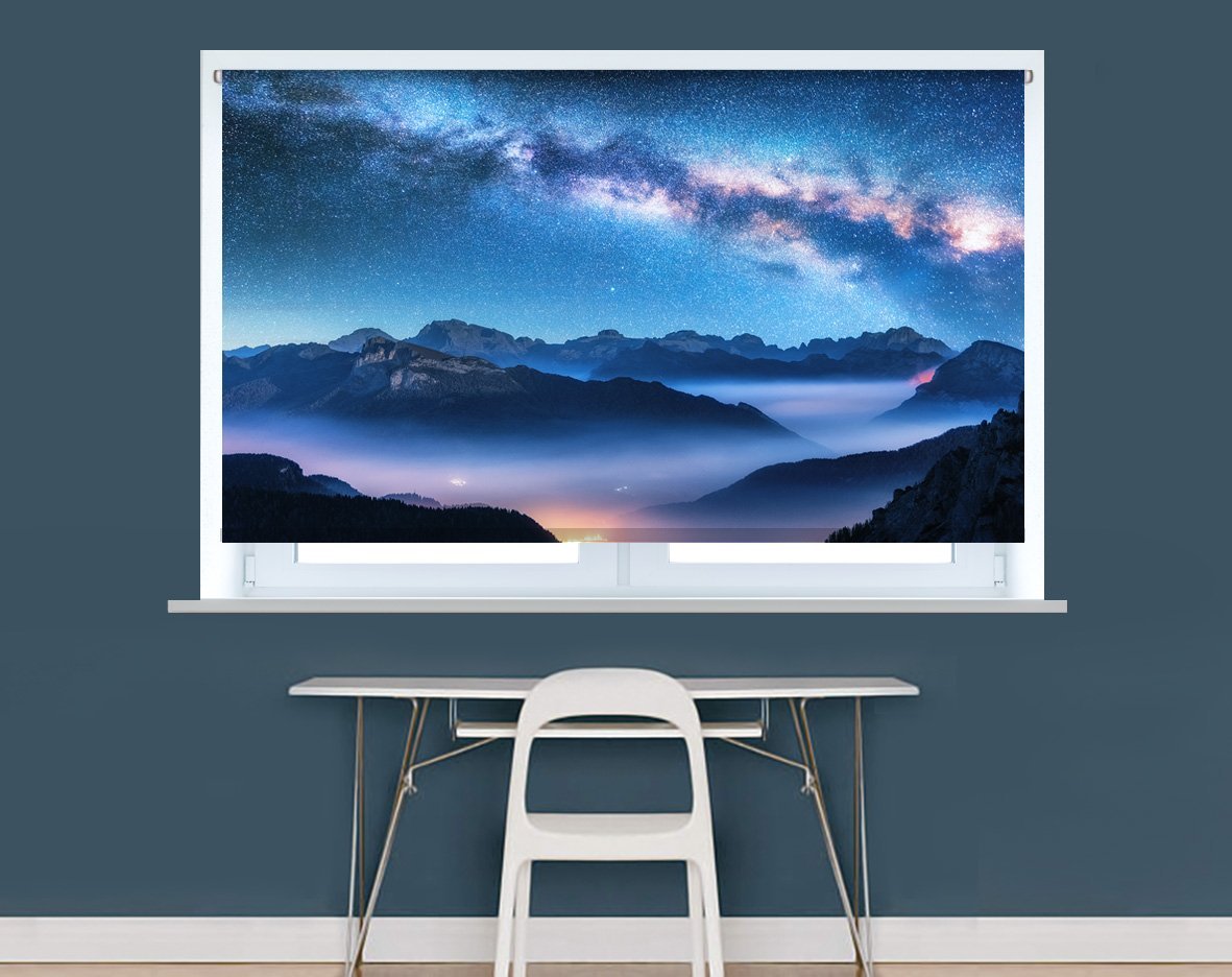 Milky way over the foggy mountains Image Printed Roller Blind - RB966 - Art Fever - Art Fever