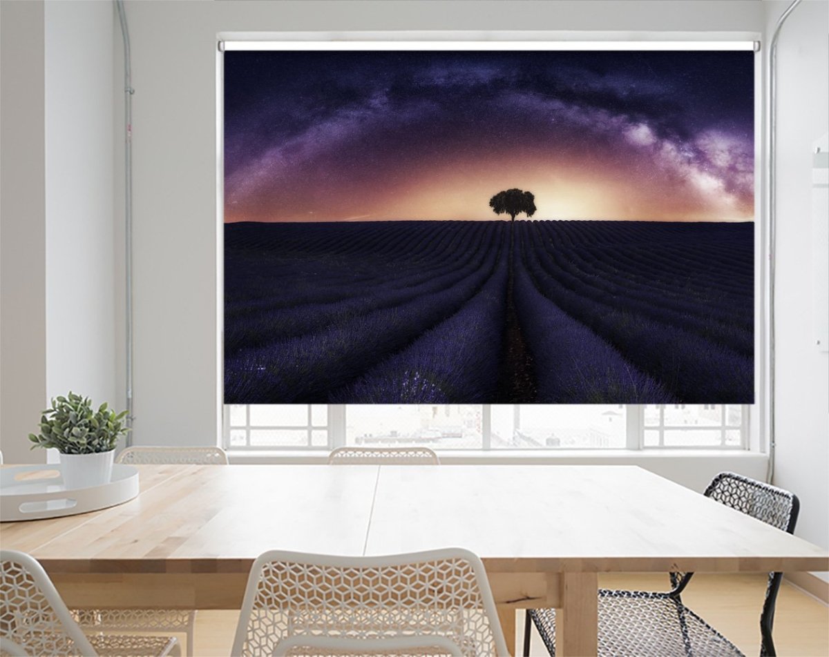 Milky Way over the Lavender Field Printed Picture Photo Roller Blind- 1X1325272 - Art Fever - Art Fever