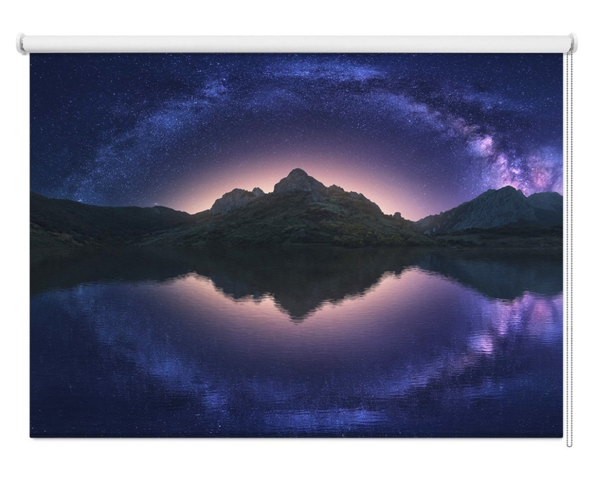 Milky Way over the Mountain Lake Printed Picture Photo Roller Blind- 1X1302482 - Art Fever - Art Fever