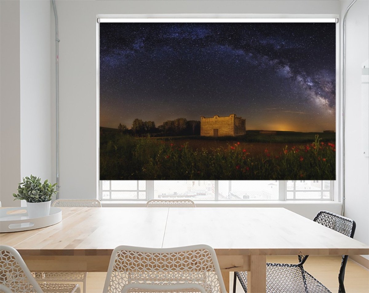 Milky Way over the Poppy Field Printed Picture Photo Roller Blind- 1X1142897 - Art Fever - Art Fever