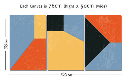Minimal Design Line Art Mondrian Style Set of 3 Canvas Print Wall Art Pictures - 1X2500166 - Art Fever - Art Fever
